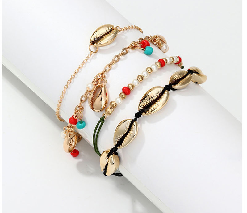 Fashion Color Alloy Shell Rice Bead Bracelet Set,Beaded Bracelet