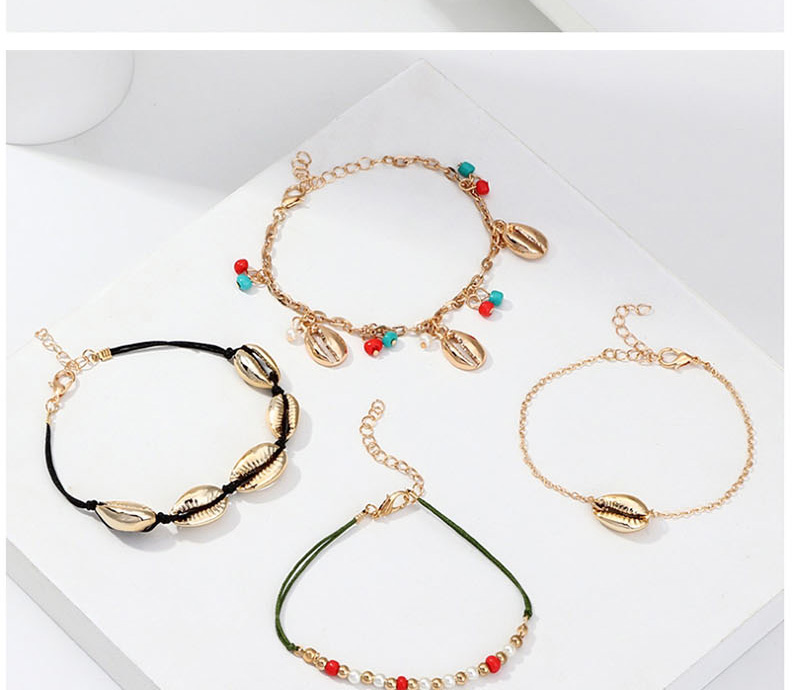 Fashion Color Alloy Shell Rice Bead Bracelet Set,Beaded Bracelet