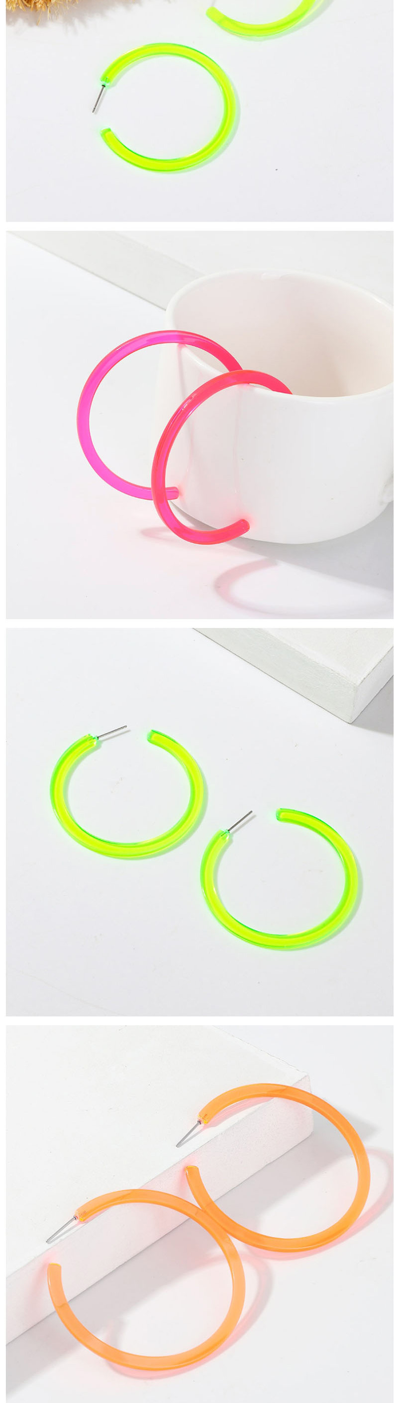 Fashion Green C-shaped Star Fluorescent Earrings,Hoop Earrings