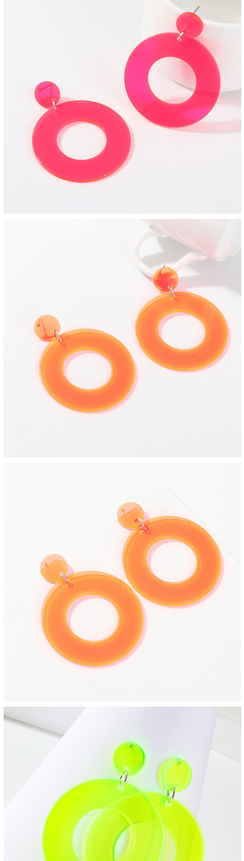 Fashion Orange C-shaped Star Fluorescent Earrings,Drop Earrings