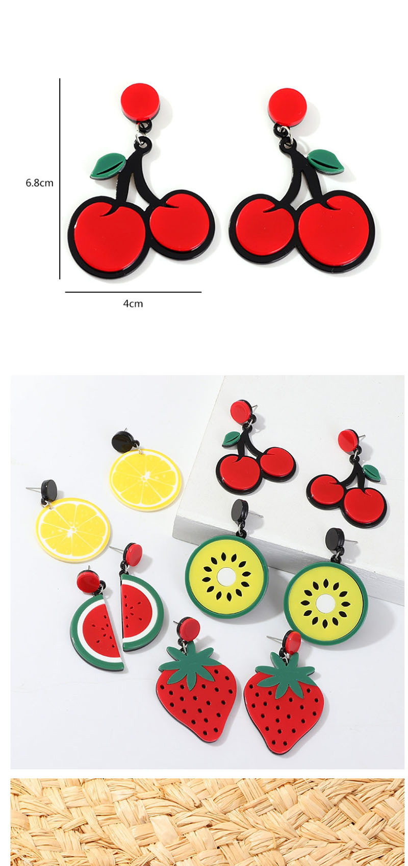 Fashion Kiwi Yellow Acrylic Fruit Earrings,Drop Earrings