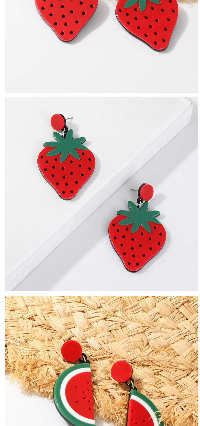 Fashion Cherry Red Acrylic Fruit Earrings,Drop Earrings