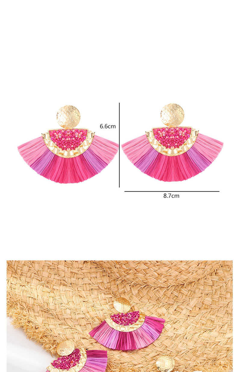 Fashion Color Scalloped Lafite Alloy With Beads Earrings,Drop Earrings