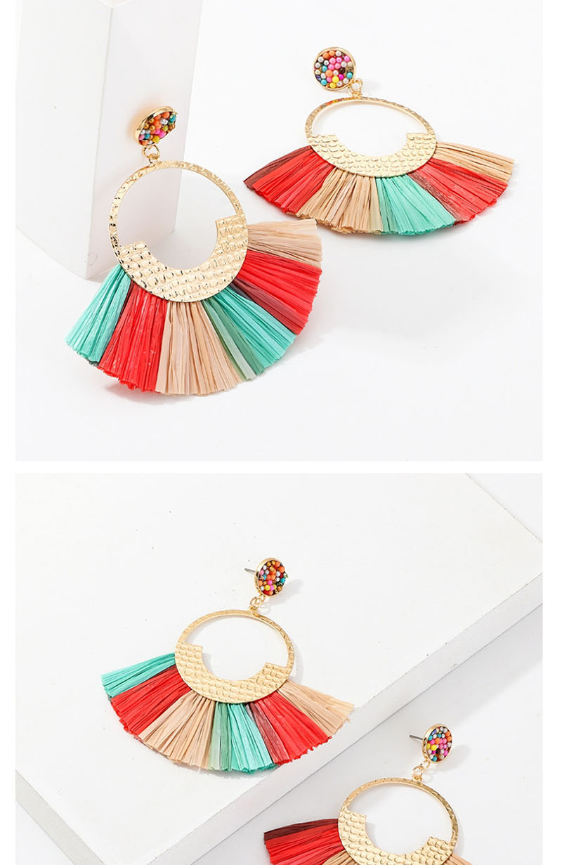 Fashion Color Scalloped Lafite Alloy With Beads Earrings,Drop Earrings