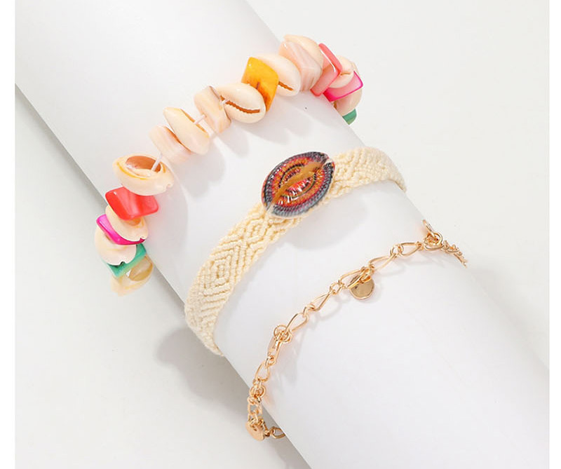 Fashion Color Silk Screen Shell Stone Woven Bracelet 3 Piece Set,Fashion Bracelets