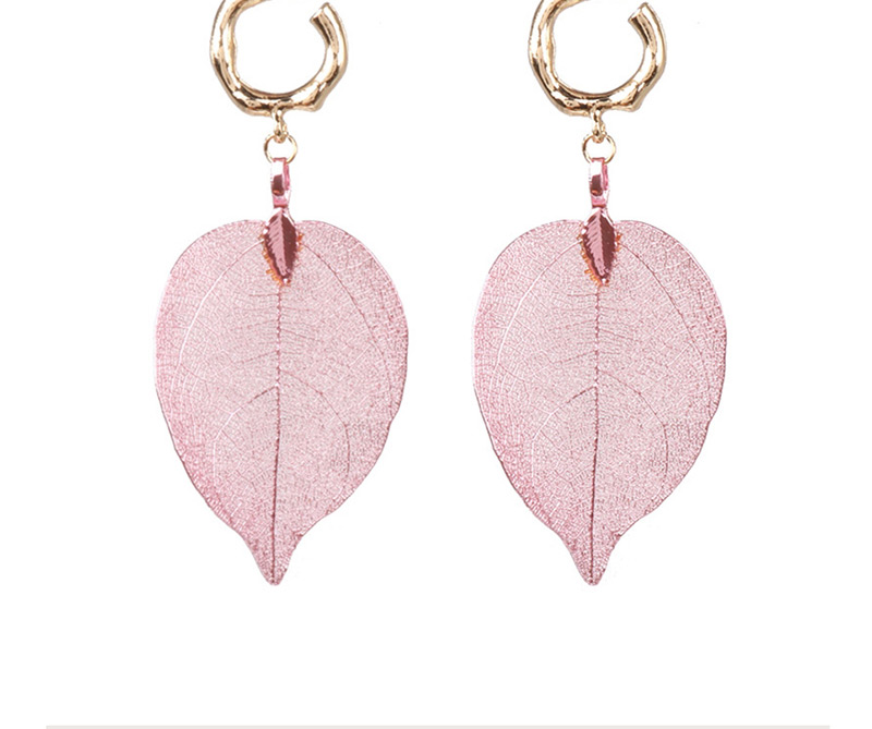 Fashion Pink Leaf Flower Earrings,Drop Earrings