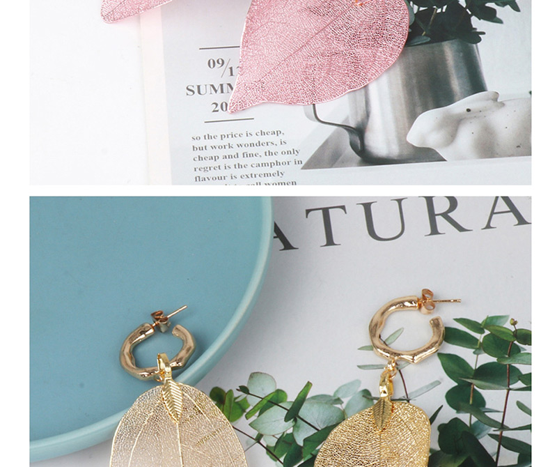 Fashion Pink Leaf Flower Earrings,Drop Earrings