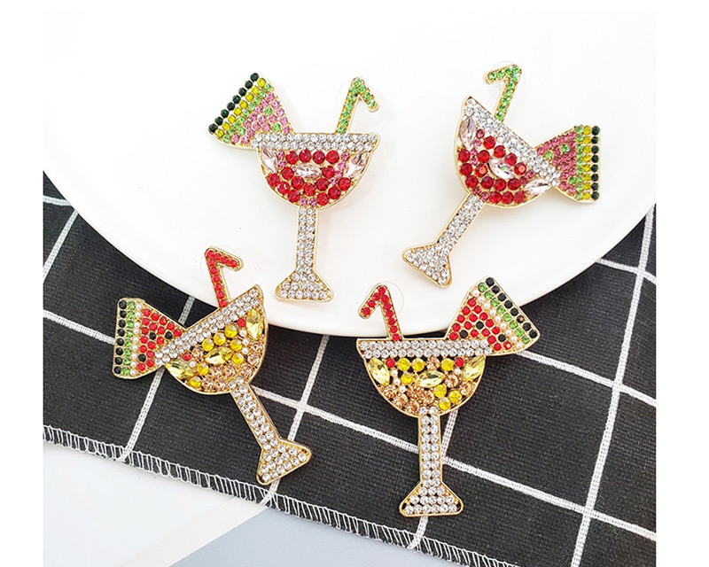 Fashion Color Wine Glass With Diamond Drink Cup Earrings,Drop Earrings