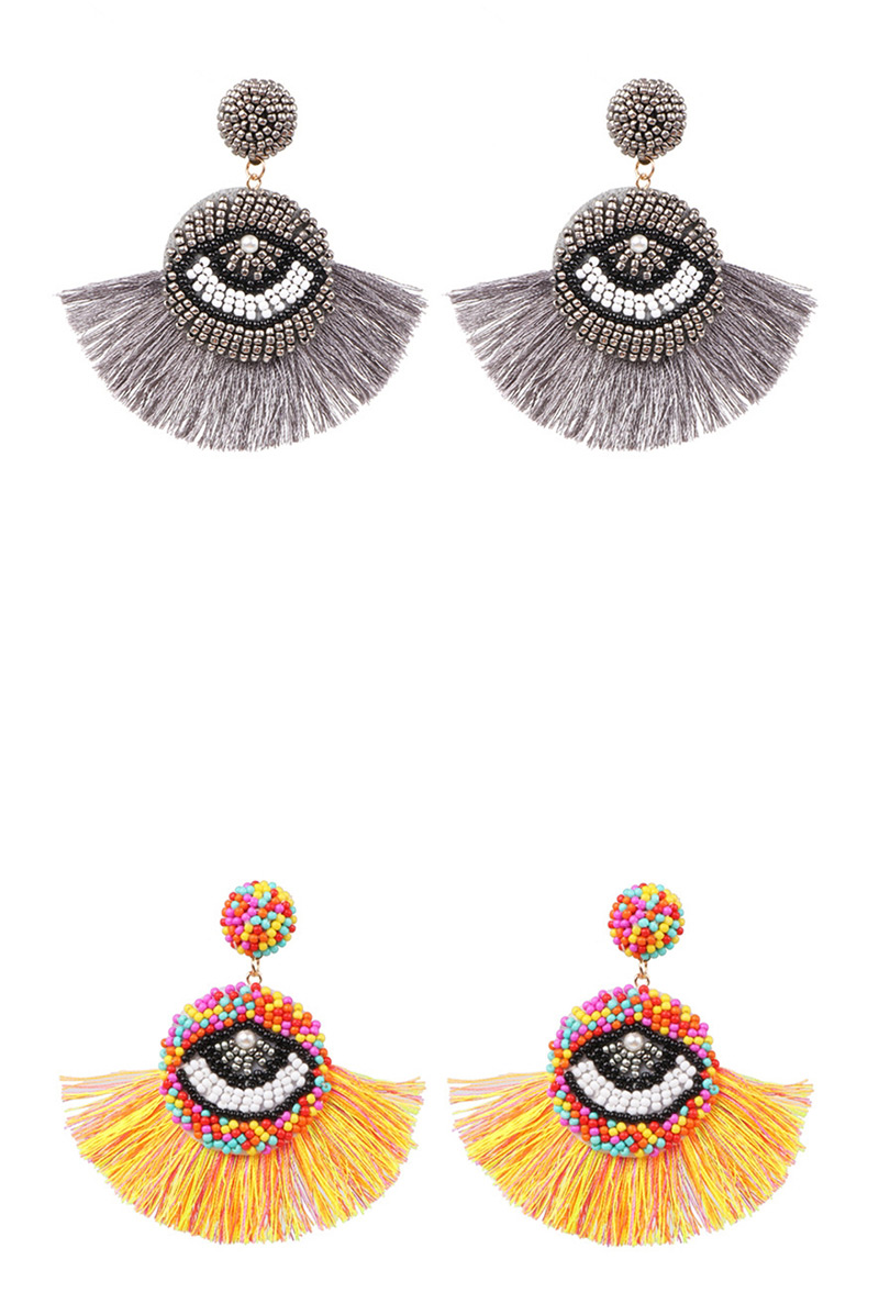 Fashion Brown Tasseled Beads Eye Studs,Drop Earrings