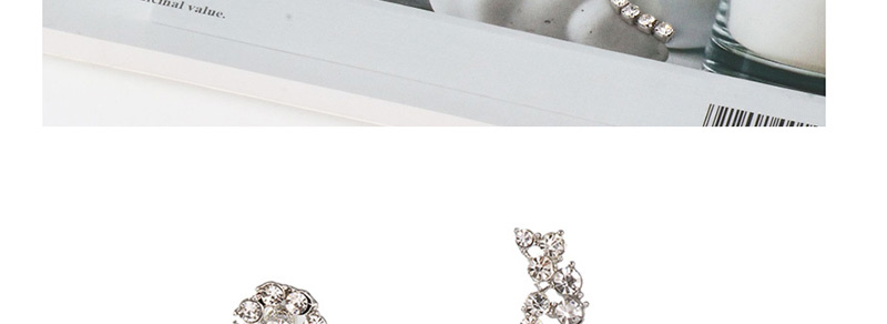 Fashion Silver Fully-studded Asymmetric Tassel Earrings,Drop Earrings