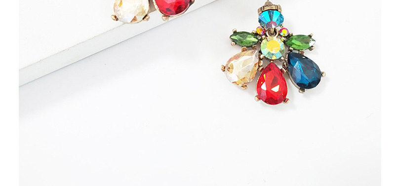 Fashion Color Diamond Glass Flower Earrings,Stud Earrings