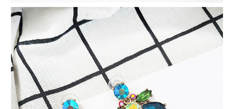 Fashion Color Diamond Glass Flower Earrings,Stud Earrings