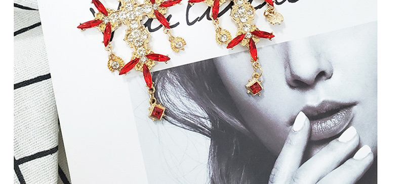 Fashion Red Cross Flower Earrings,Drop Earrings