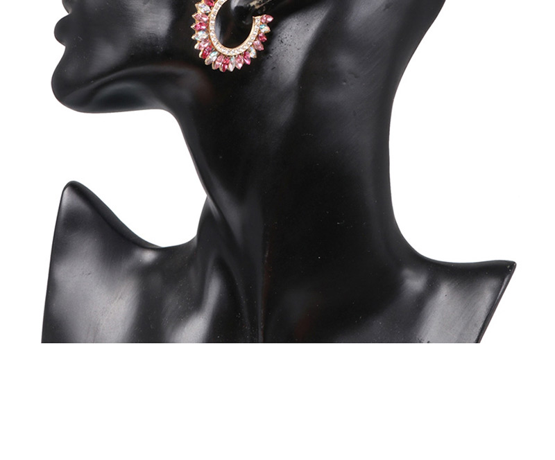 Fashion Pink C-shaped Sun Flower Earrings,Hoop Earrings
