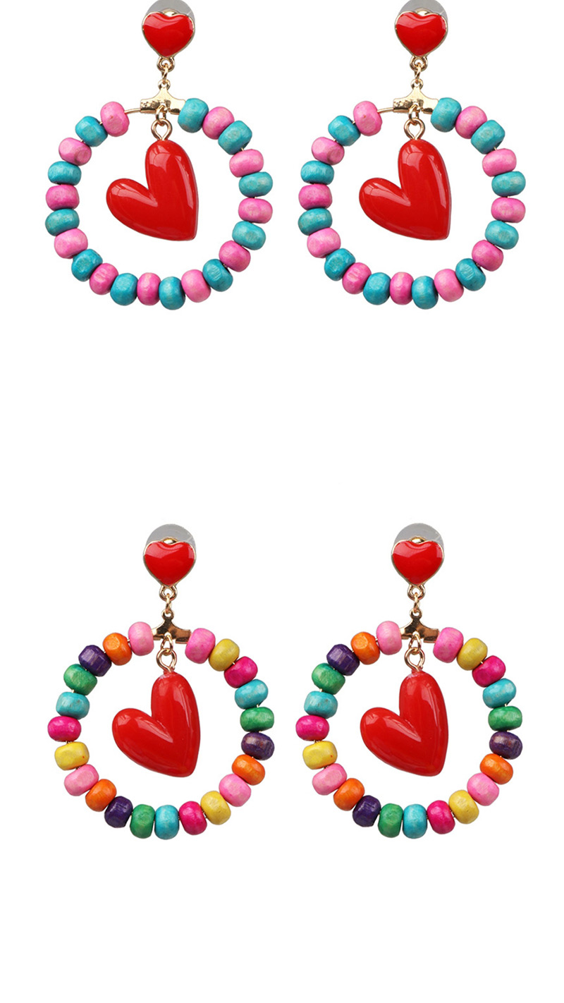 Fashion Pink Purple Wooden Colored Geometric Earrings,Drop Earrings