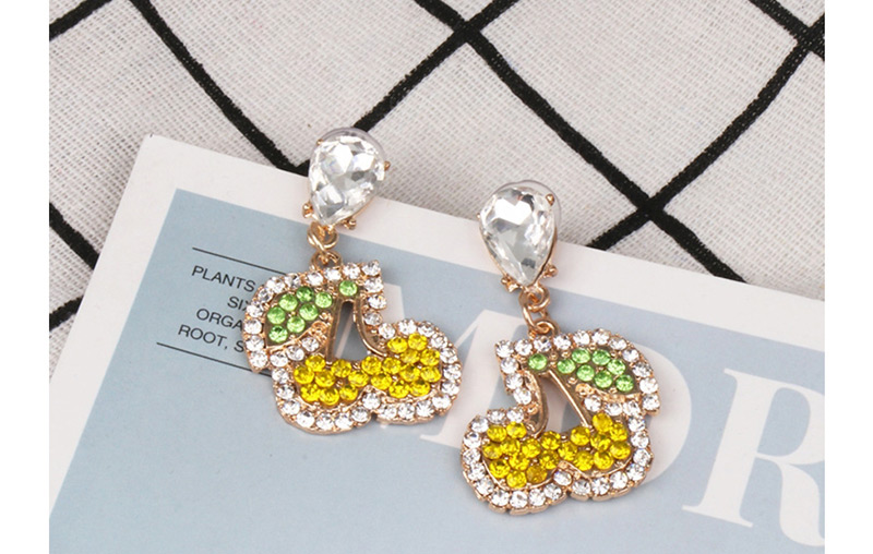 Fashion Yellow Fruit Full Of Diamond Stud Earrings,Drop Earrings