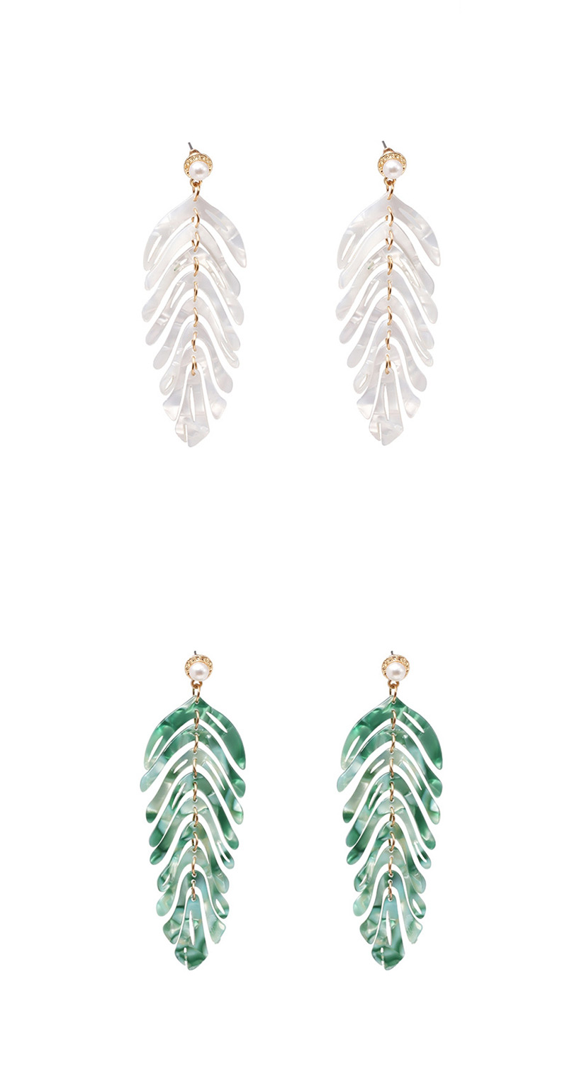 Fashion Green Acrylic Leaf Earrings,Drop Earrings