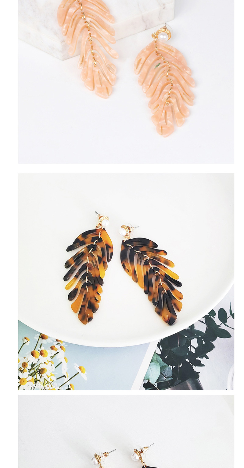 Fashion Brown Acrylic Leaf Earrings,Drop Earrings