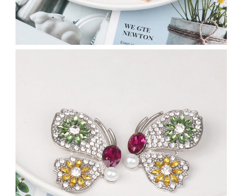 Fashion Silver Butterfly Zircon And Diamond Earrings,Stud Earrings