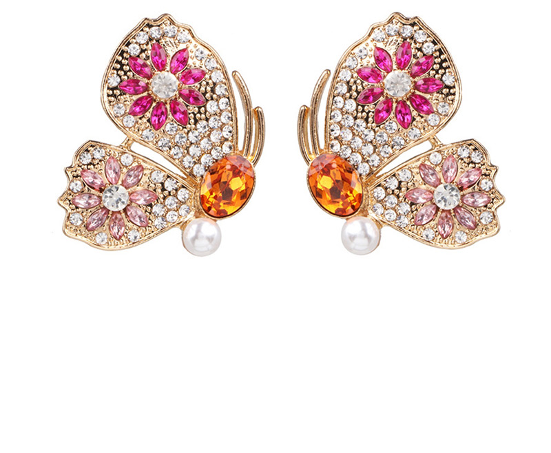 Fashion Silver Butterfly Zircon And Diamond Earrings,Stud Earrings