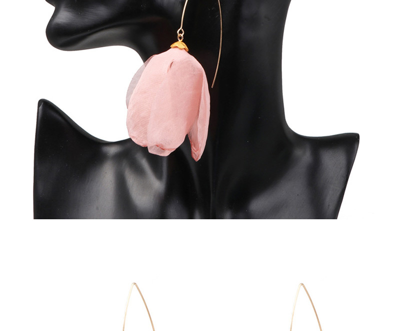Fashion Pink Silver Needle Chiffon Yarn Earrings,Drop Earrings