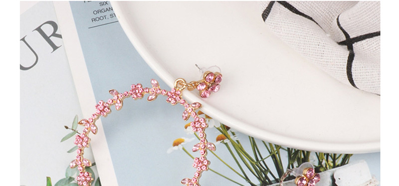 Fashion Pink Geometric Circle With Diamond Stud Earrings,Drop Earrings