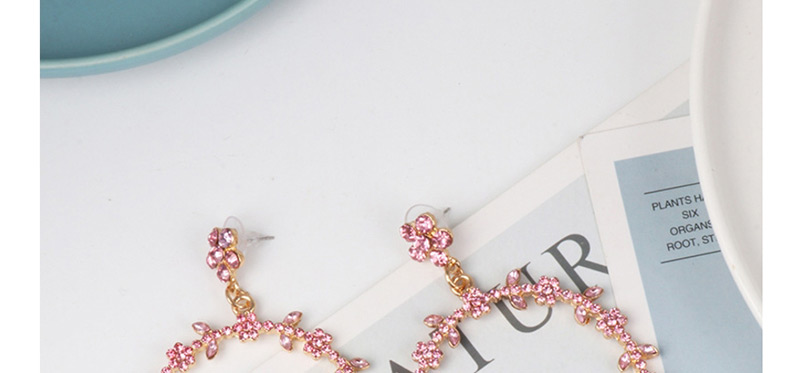 Fashion Pink Geometric Circle With Diamond Stud Earrings,Drop Earrings