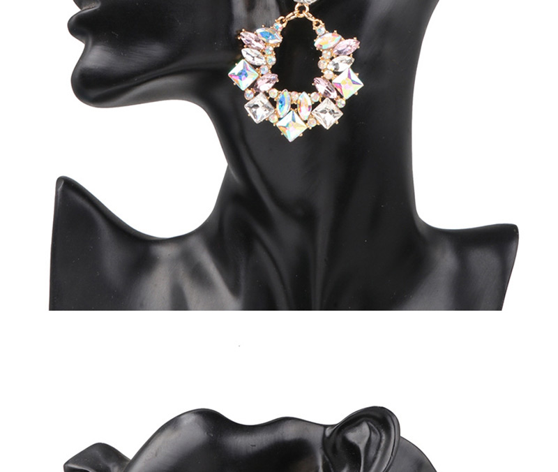 Fashion Ab Color Glass Drill Flower With Diamond Stud Earrings,Drop Earrings