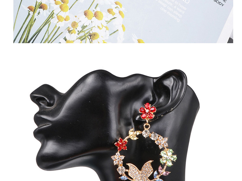 Fashion Red Color Geometric Wreath Butterfly Stud Earrings,Drop Earrings