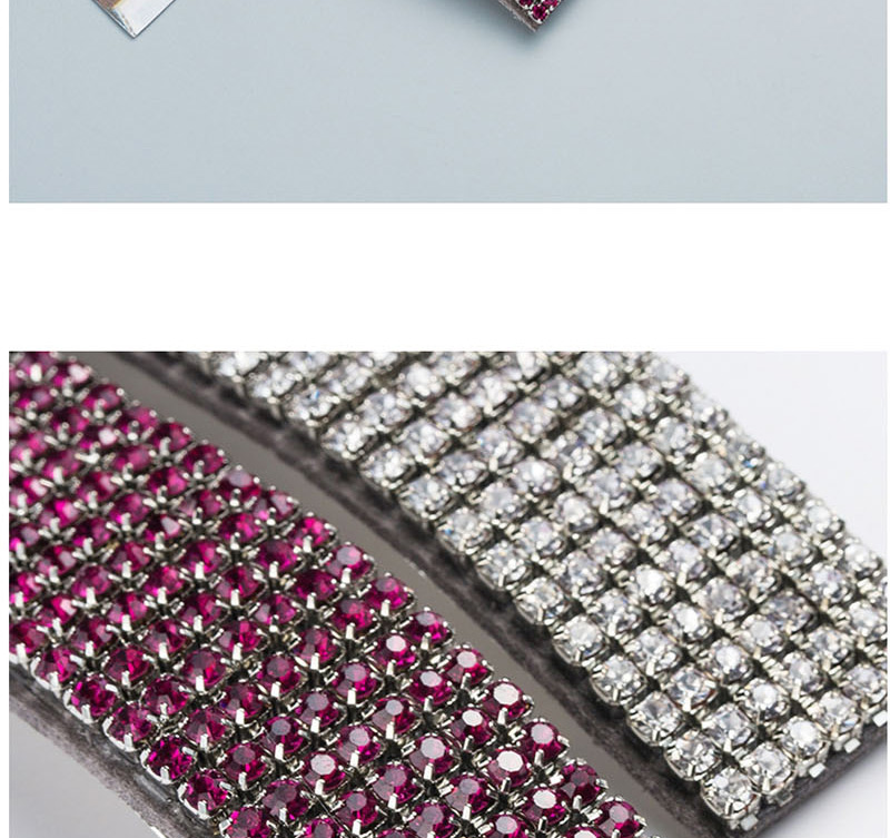 Fashion Silver Geometric Rectangular Diamond Hair Clip,Hairpins