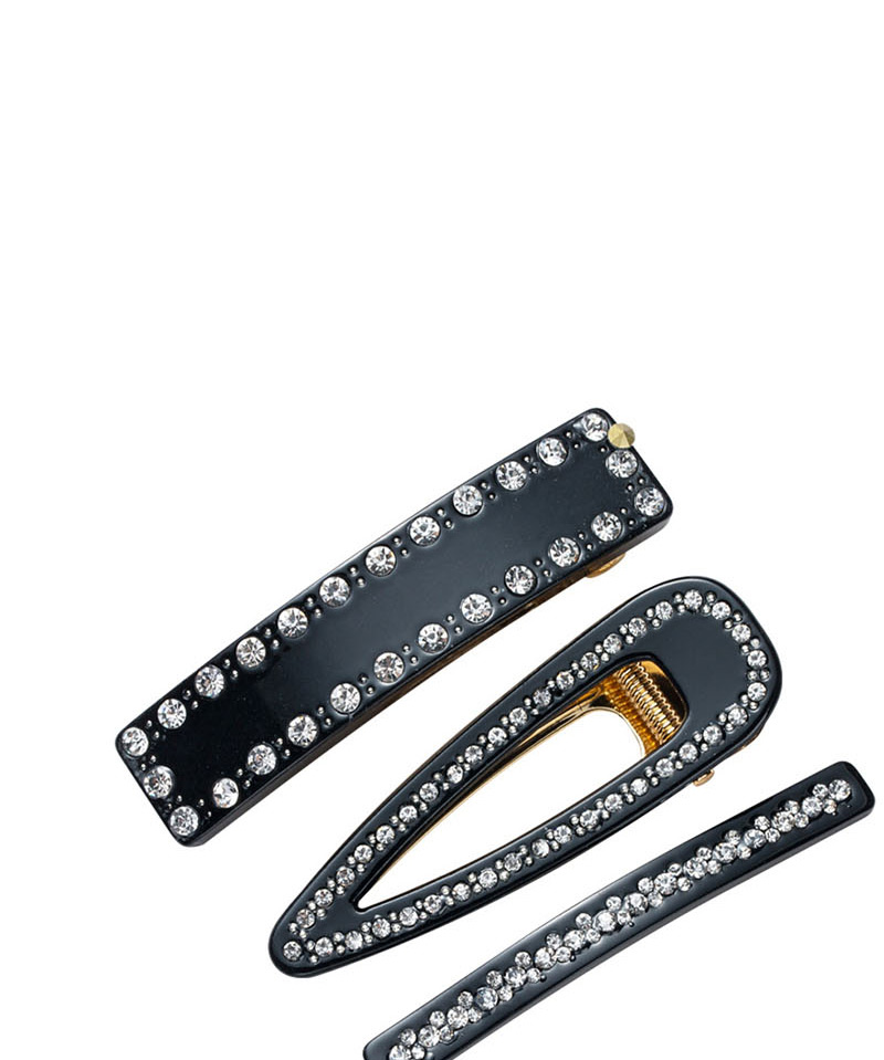 Fashion Black Diamond-encrusted Hair Clip Three-piece,Hairpins