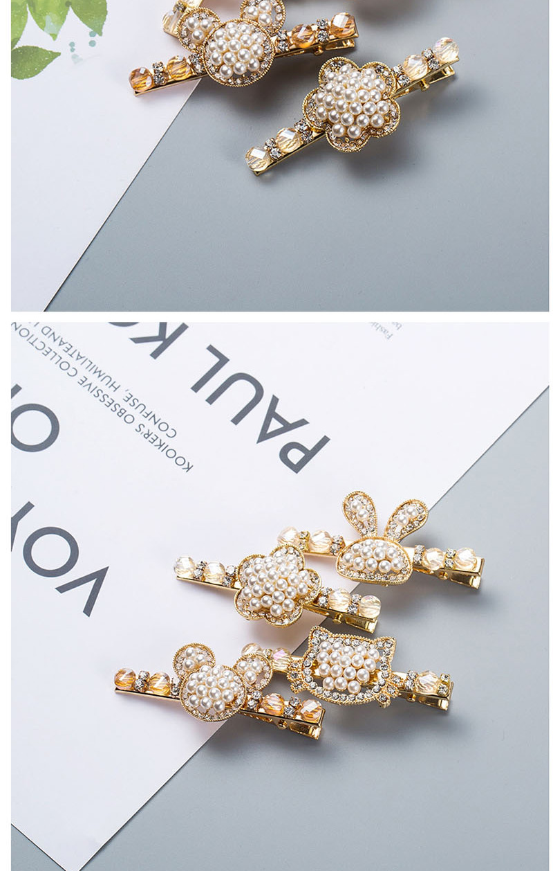 Fashion Mouse Gold Alloy Crystal Cartoon Hair Clip,Hairpins