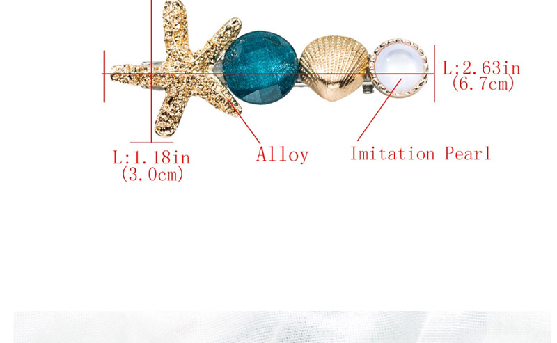 Fashion Blue Alloy Starfish Shell Acetate Plate Hairpin Two-piece,Hairpins