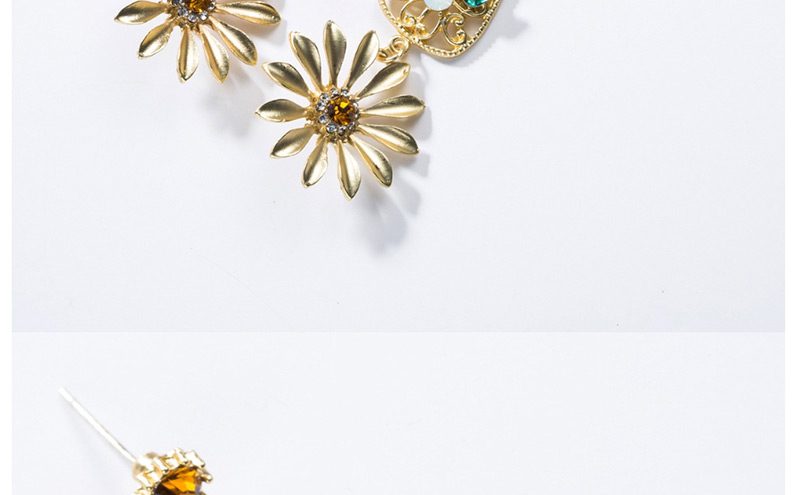Fashion Gold  Silver Pin Metal Diamond Flower Earrings,Drop Earrings