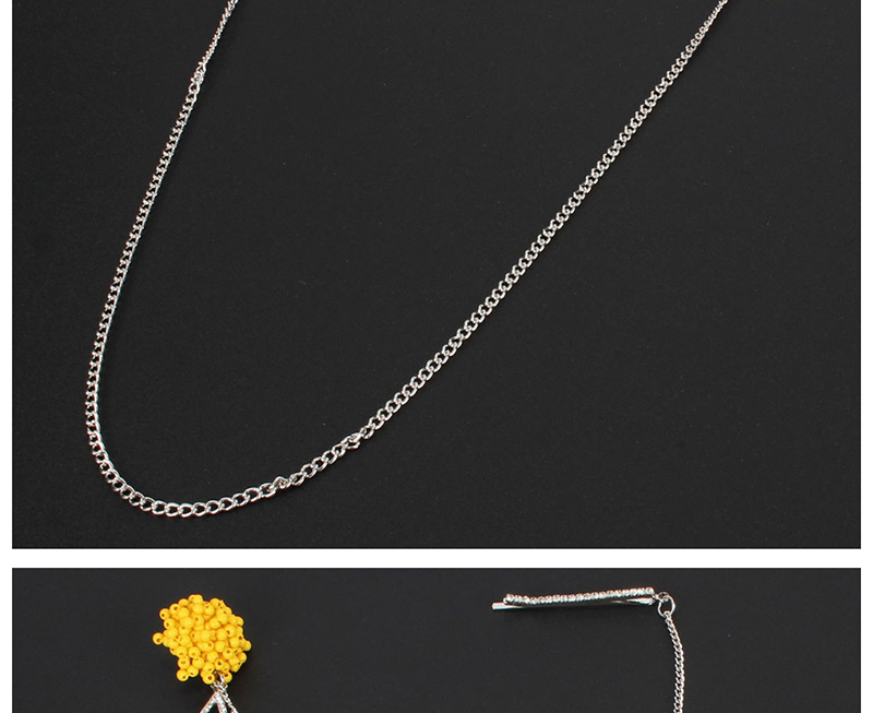 Fashion Yellow Rice Beads Asymmetrical Star Earrings Hairpin Integrated,Drop Earrings