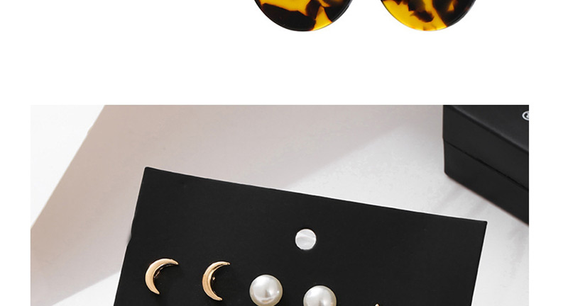 Fashion Gold Metal Airplane Pearl Matte Earrings Set 5 Pairs,Earrings set