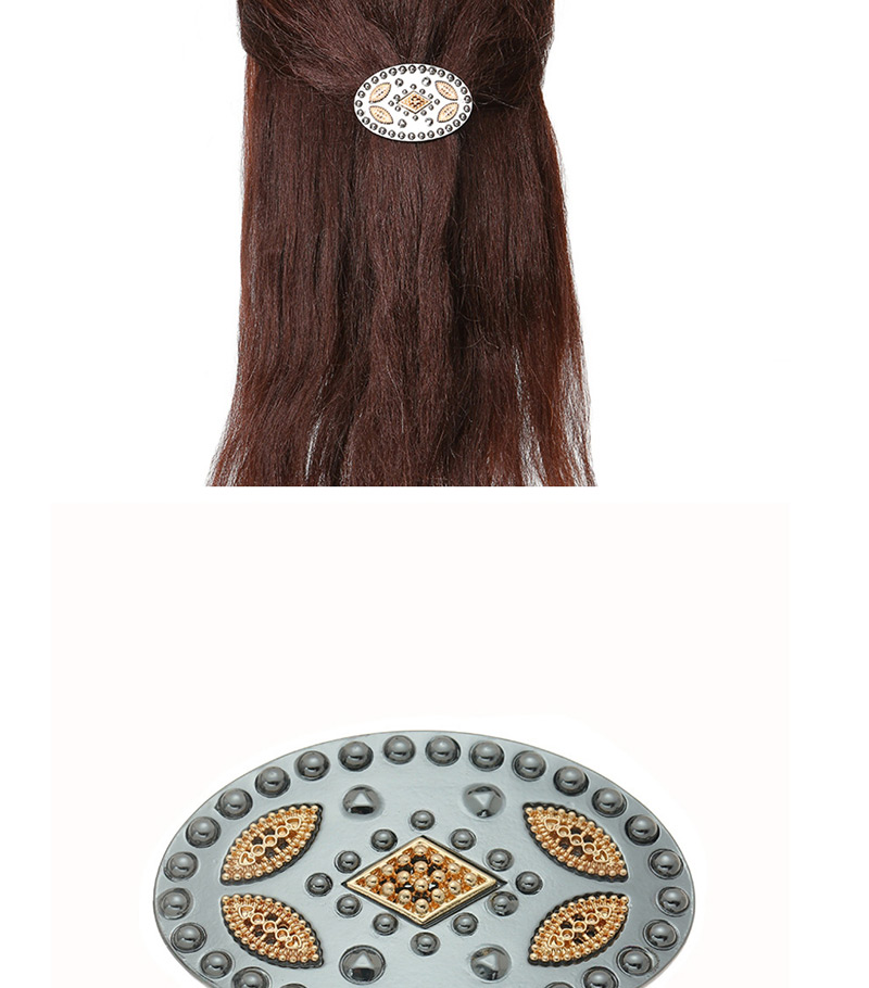 Fashion Elliptical Black + Gold Alloy Geometry Spring Clip,Hairpins