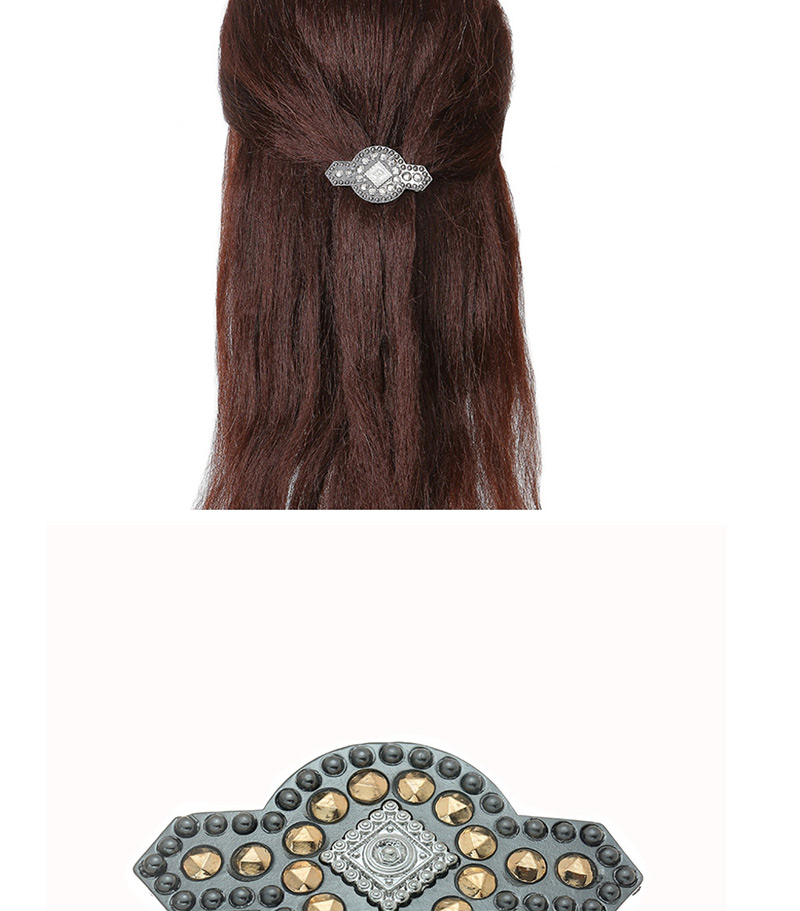 Fashion Elliptical Black + Gold Alloy Geometry Spring Clip,Hairpins