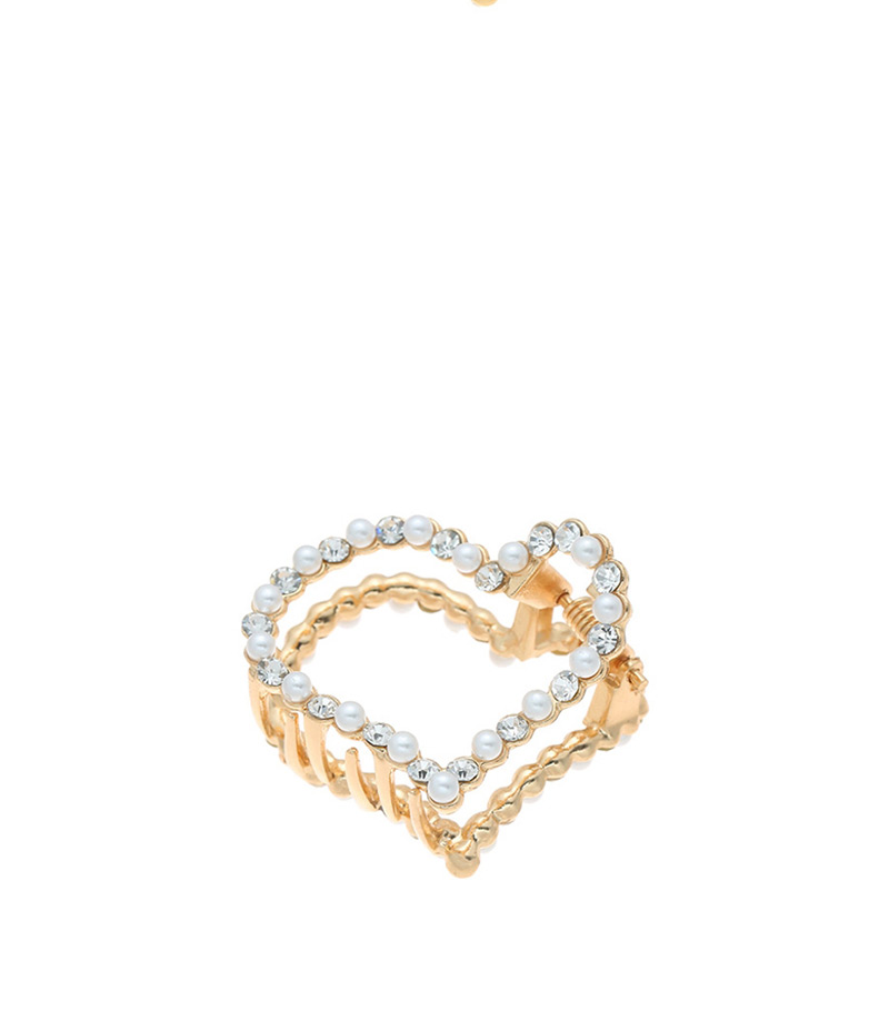 Fashion Love Pearl + Rhinestone Geometric Alloy Diamond Pearl Grip Trumpet,Hair Claws