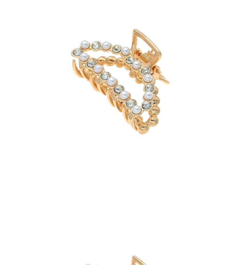 Fashion Curved Pearl + Rhinestone Geometric Alloy Diamond Pearl Grip Trumpet,Hair Claws
