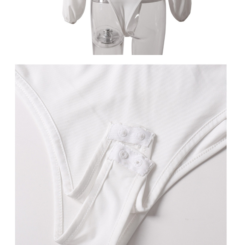 Fashion White Chiffon V-neck T-shirt Jumpsuit,Bodysuits