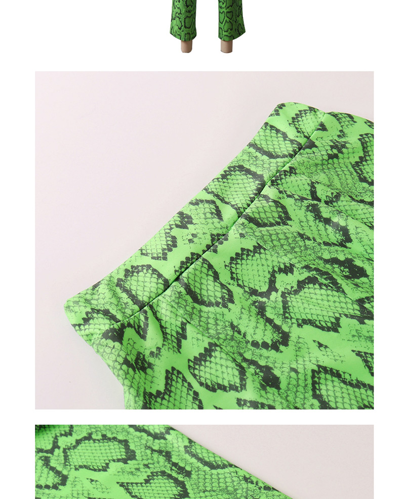 Fashion Fluorescent Green Snake Print Trousers,Pants