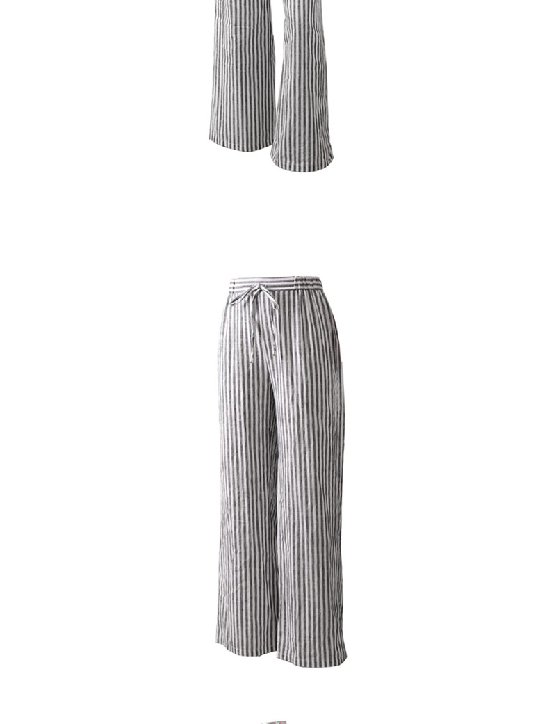 Fashion Black And White Striped Printed Wide Leg Flared Pants,Pants