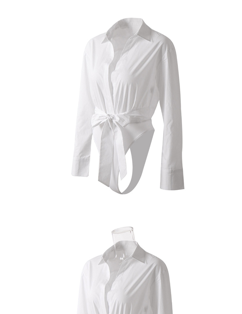 Fashion White Lace-up Shirt Sunscreen Jumpsuit,Pants