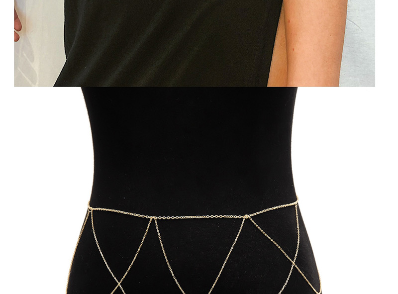 Fashion Gold Geometric Chain Tassel Waist Chain,Body Piercing Jewelry
