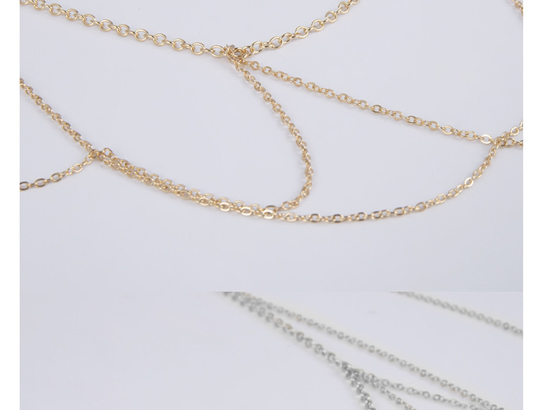 Fashion White K Geometric Chain Tassel Waist Chain,Body Piercing Jewelry