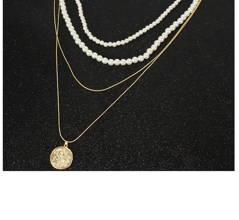 Fashion Gold Metal Snake Chain Imitation Pearl Necklace,Multi Strand Necklaces