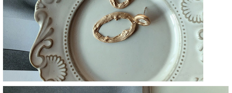 Fashion Gold Three-dimensional Pleated Metal Geometric Hollow  Silver Needle Earrings,Drop Earrings