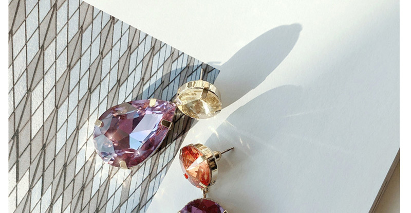 Fashion Senior Purple Glass Crystal Contrast Earrings,Drop Earrings