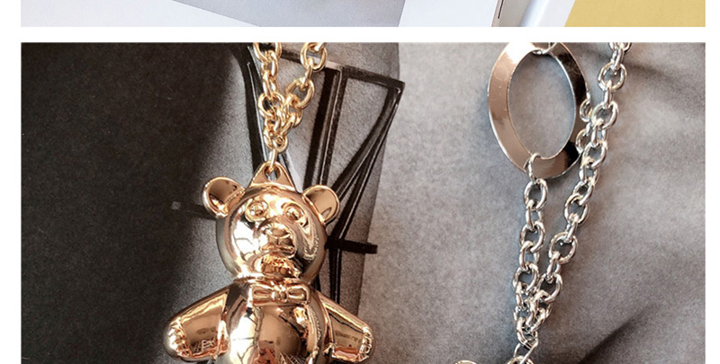 Fashion Gold Metal Bear Thick Chain Necklace,Pendants